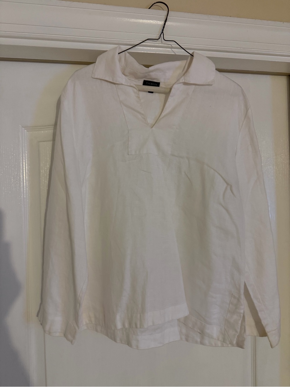 Talbots Women’s White Linen Blouse Large